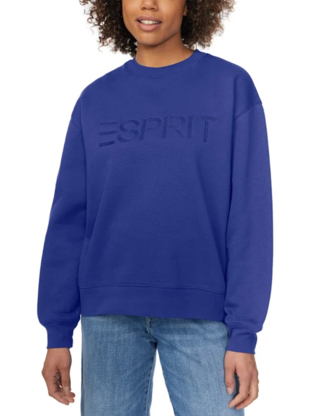 ESPRIT Women’s Blue Logo Fleece Crewneck Sweatshirt, Sz M, BNWT